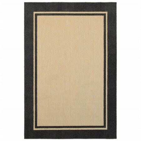 Palacedesigns 6 x 9 ft. Sand & Black Border Indoor & Outdoor Area Rug PA2627541